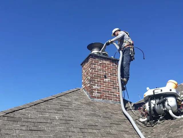 Dedicated Fort Mill Chimney Sweep team member cleaning a chimney in Fort Mill, SC