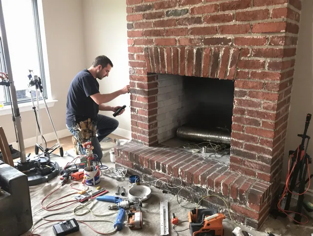 Fort Mill Chimney Sweep specialist finalizing chimney liner service in Fort Mill, SC