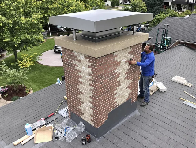 Fort Mill Chimney Sweep team working on a custom chimney remodel in Fort Mill, SC