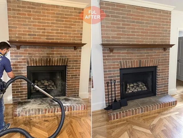 Fort Mill Chimney Sweep carefully sanitizing a fireplace in Fort Mill, SC